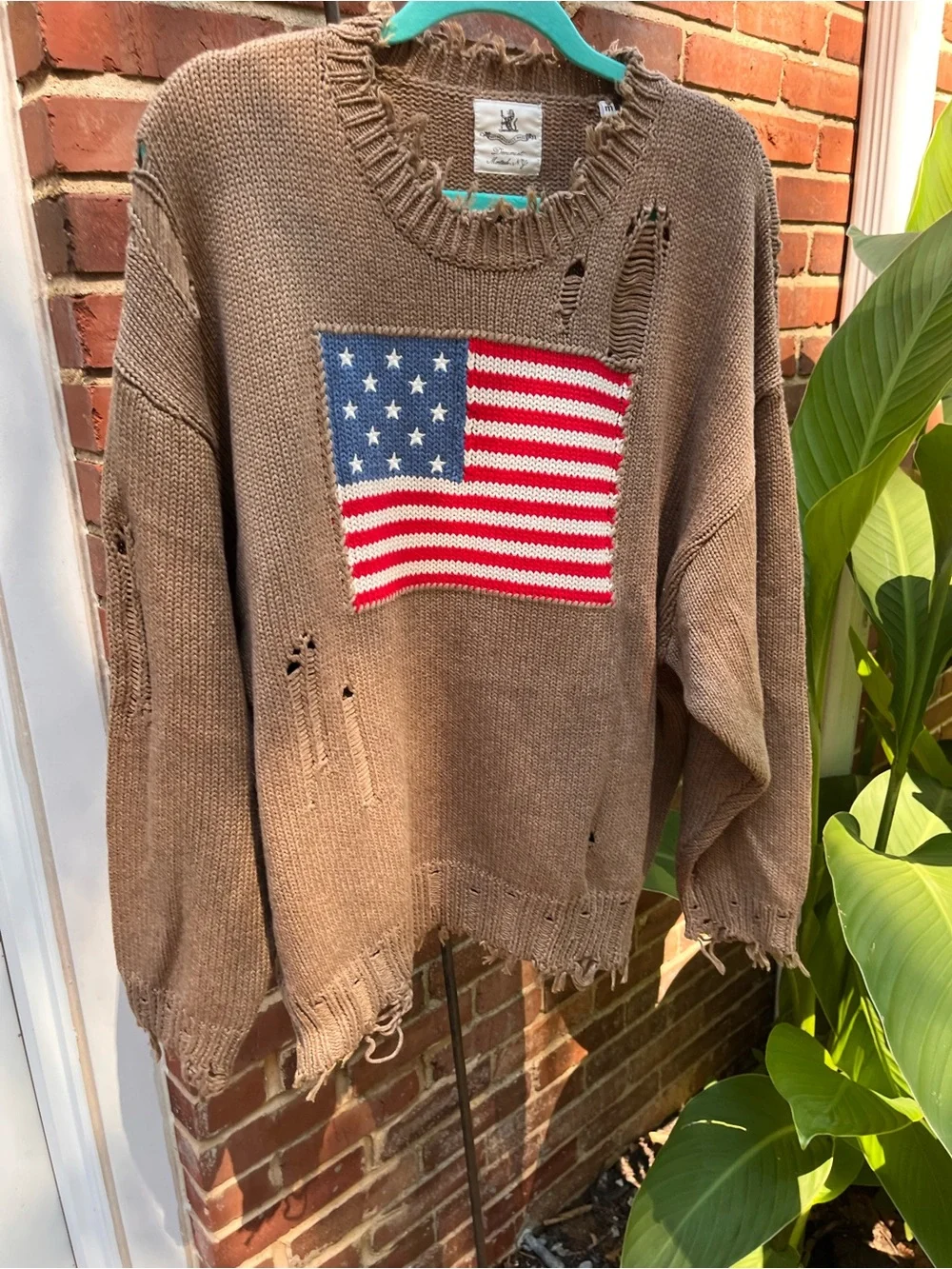 Denimist Distressed American Flag Sweater